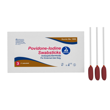 DYNAREX Povidone-Iodine Swabsticks - 3 swabsticks per packet 1202